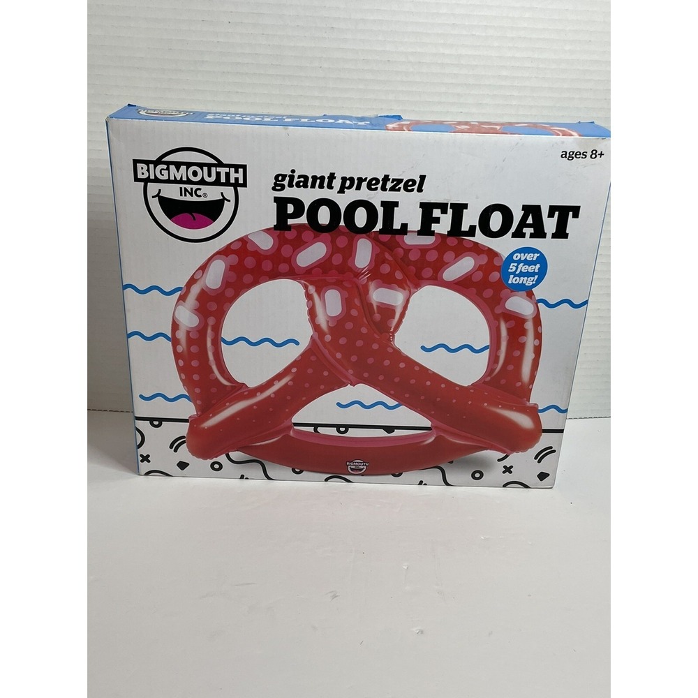 Pool Float Big Mouth Giant Red Pretzel Inflatable Over 5 ft Long Double Ride NEW